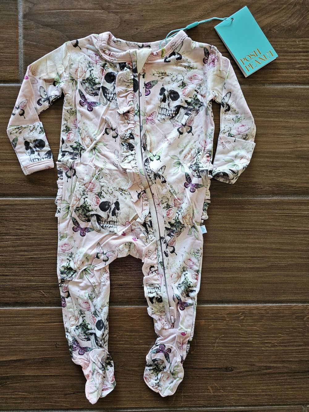 Posh Peanut Francesca Halloween Ruffled Double Zippered Footie  Newborn NWT